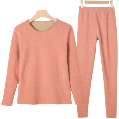 Бархатное удерживающее тепло утепленное нижнее белье подходит для мужчин и женщин, утепленный комплект, термобелье для влюбленных, круглый воротник