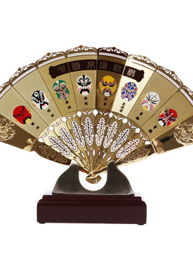 送老外京剧脸谱扇子英文工艺品