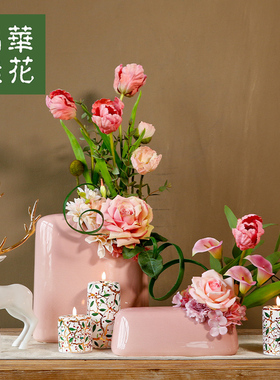假花客厅桌面摆件仿真花晶华