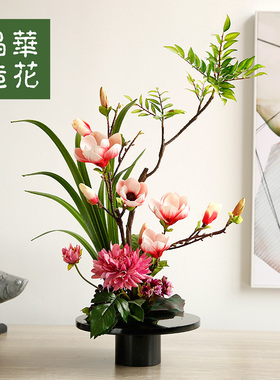 客厅晶华原创新中式花艺餐厅