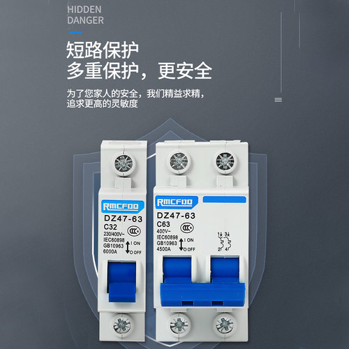 空气开关220V家用63A断路器1P2P3P4P过载短路自动断电保护总闸 - 图0