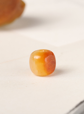 8mm黄沁老型珠正宗新疆和田玉籽料红沁挂件顶珠单珠配珠手串手持