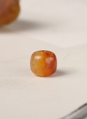 7mm红沁老型珠正宗新疆和田玉籽料圆珠单珠顶珠配珠手串手持配珠