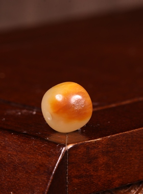 8mm老型珠正宗新疆和田玉籽料黄沁珠子天然和田玉散珠手串配珠