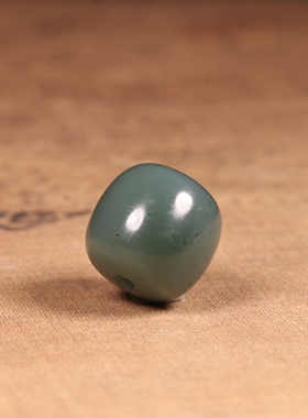 8mm老型珠新疆和田玉籽料老型珠单珠散珠湖水绿通孔玉珠手串配珠