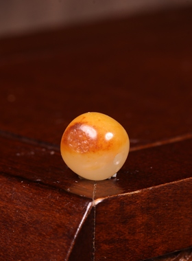8mm老型珠天然新疆和田玉籽料单珠黄沁散珠单颗玉珠子手串配珠