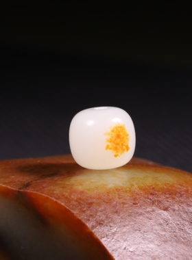 12mm白玉老型珠新疆和田玉籽料洒金皮珠子单珠老型珠手串配珠配饰