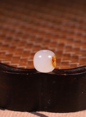 8mm老型珠正宗新疆和田玉籽料白玉红皮单珠散珠珠子手串配珠配饰