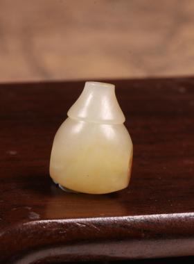 11mm红沁三通天然新疆和田玉籽料原皮红沁籽玉三通DIY手串配件