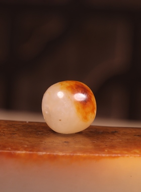 9mm黄玉珠子正宗新疆和田玉籽料黄沁桶珠单珠散珠手串手持顶珠