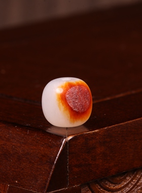 9mm老型珠新疆和田玉红沁皮籽料黄沁珠子和田玉圆珠散珠手串配珠