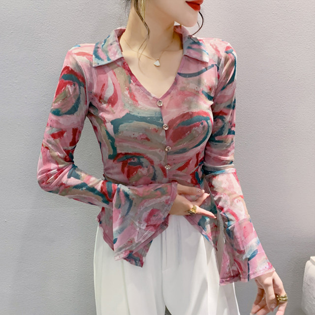 Long-sleeved commuter thin autumn POL collar T-shirt