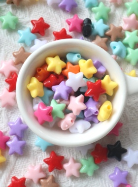 彩色12mm五角星塑料珠子串珠diy