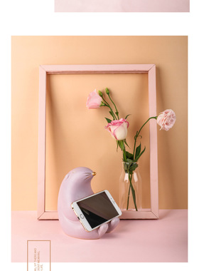 可爱风动物手机支架储钱罐装饰品