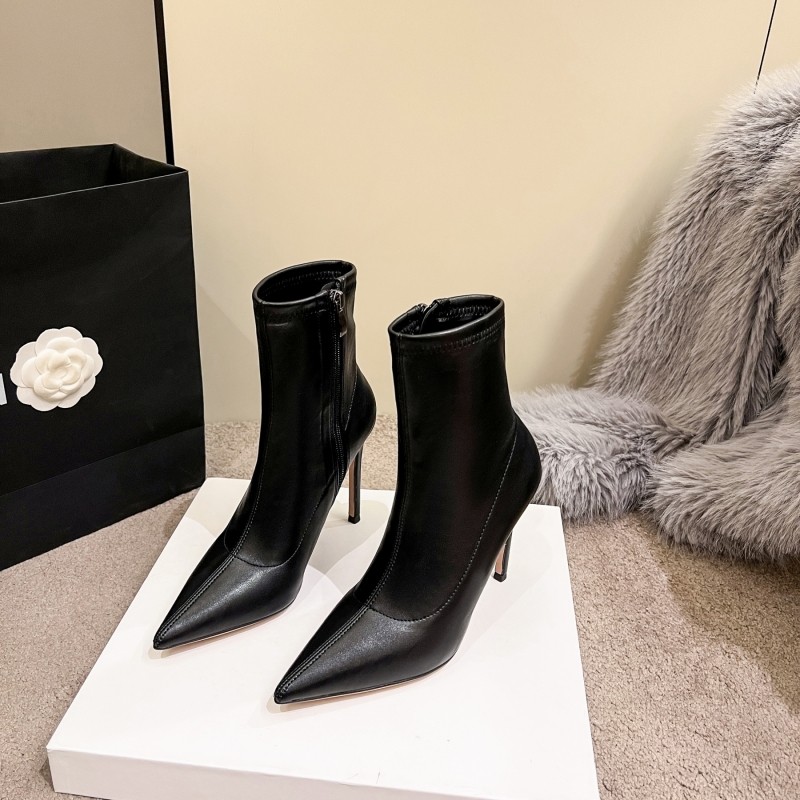 2025秋冬季新款黑色时尚高跟尖头女靴细跟时装靴侧拉链百搭短靴女,淘宝优惠券,粉丝福利购,淘宝优惠卷