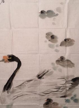 热卖客厅一枫斋纯手绘精品国画花鸟画三尺坚幅作品雄鸡报晓图中式