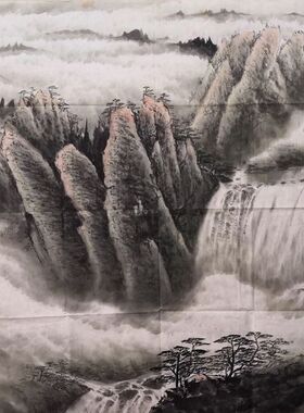 热卖一枫斋纯手绘精品国画山水画五尺横幅作品青山云海图惊爆人气