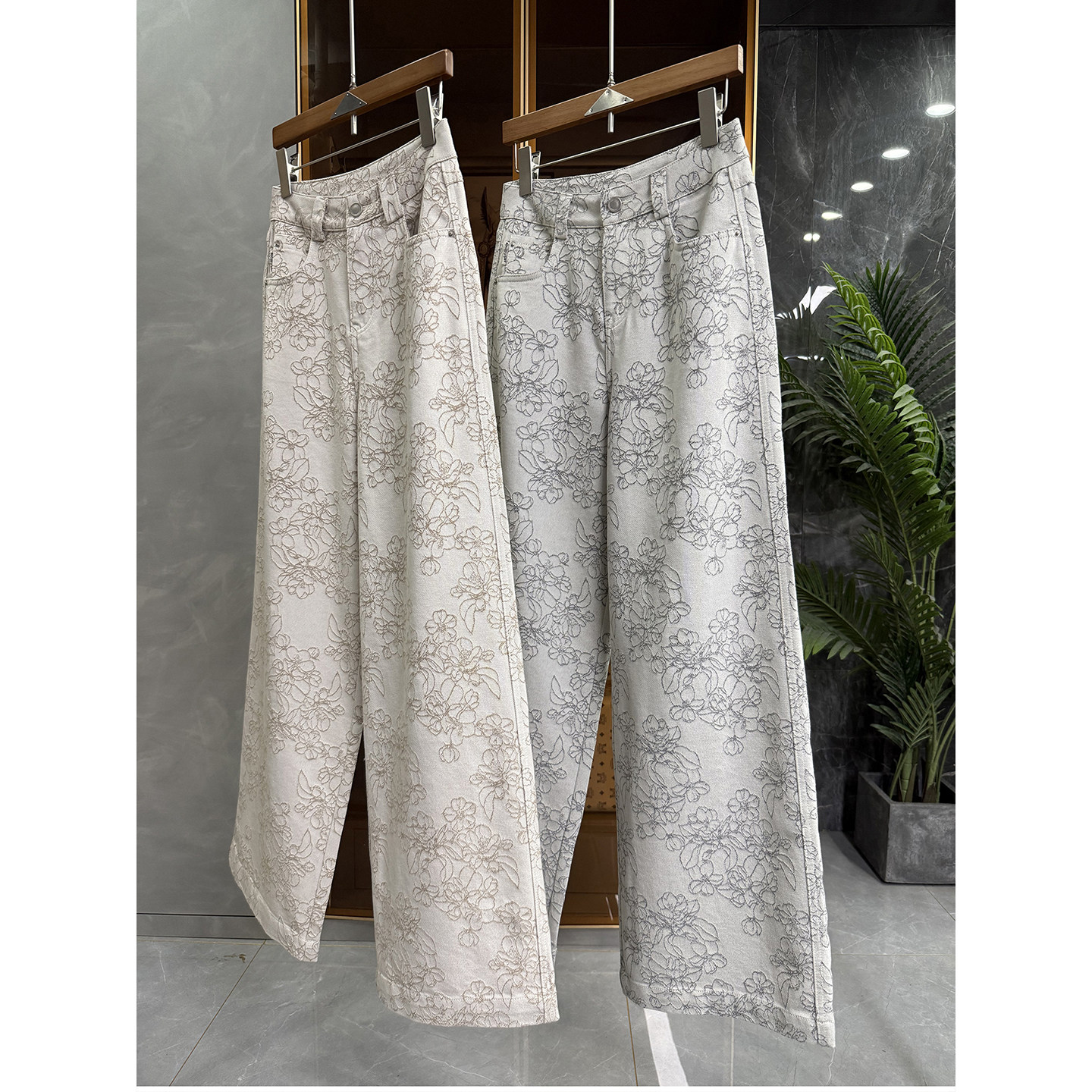 高个子收！厂里疯狂推荐！重工提花高腰牛仔阔腿裤女  R88025~ME,淘宝优惠券,粉丝福利购,淘宝优惠卷