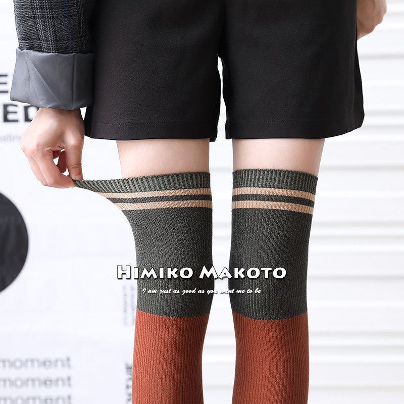 抗起球ins拼色过膝袜条纹精梳棉防掉长筒袜学院风韩版高筒袜子女,淘宝优惠券,粉丝福利购,淘宝优惠卷