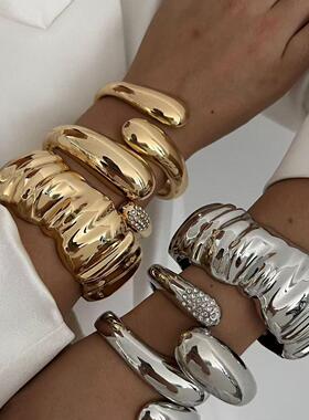 金属质感光面水滴手环不规则首饰