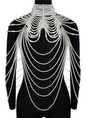 仿珍珠多层夸张女身体链