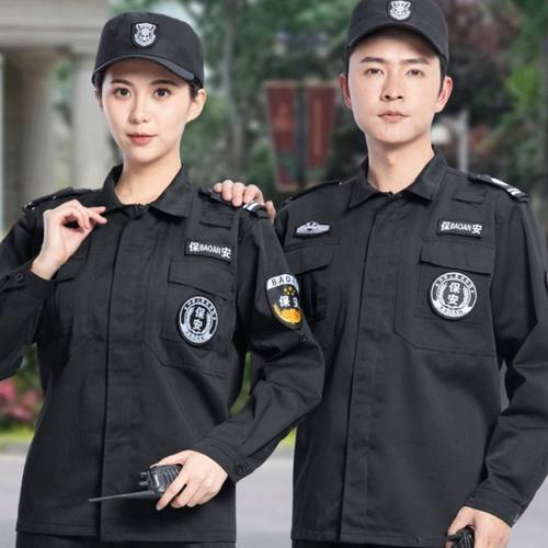 保安工作服秋冬套装斜纹款春季保安制服长袖安保作训服男加厚外套 - 图1
