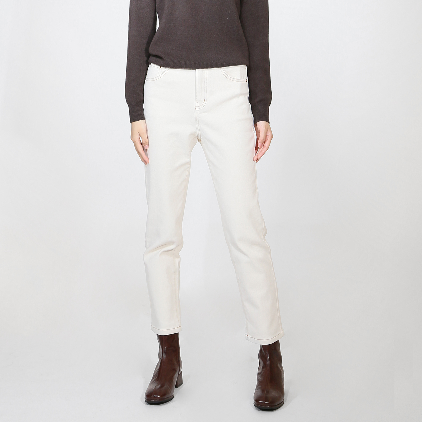 sweetbasil紫淑2025冬装新款正品女休闲时尚百搭显瘦直筒牛仔裤 - 图1