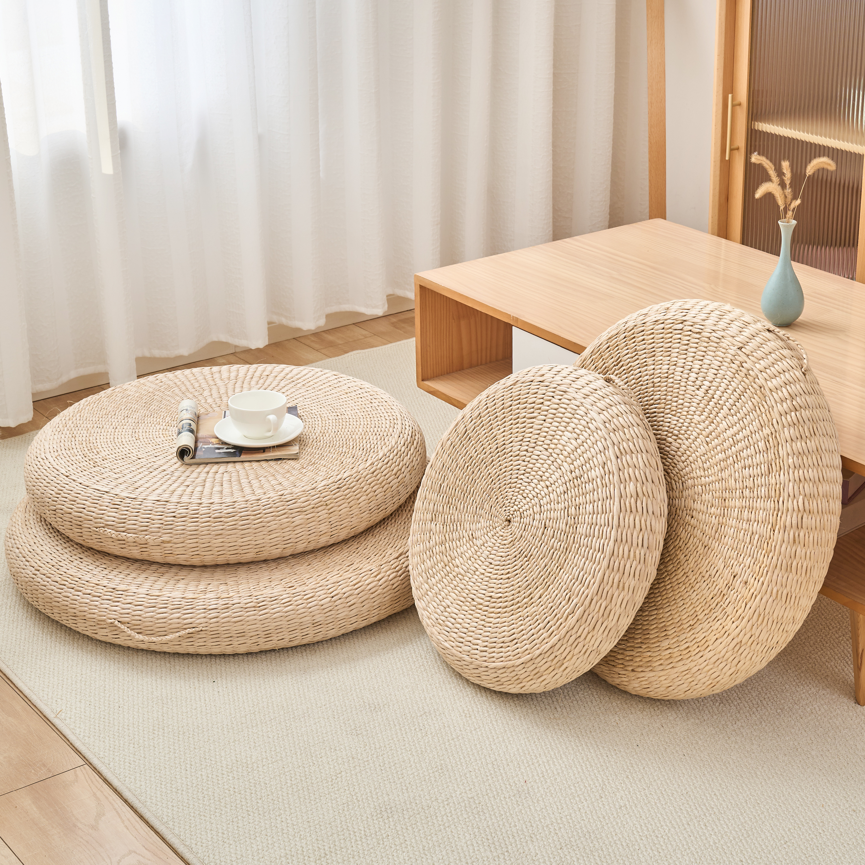 客厅大草蒲团坐垫地上坐墩榻榻米打坐禅修专用垫懒人跪拜蒲草家用