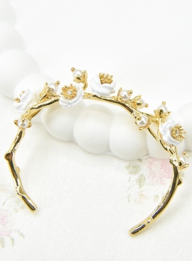 手工珐琅永恒白玫瑰手镯