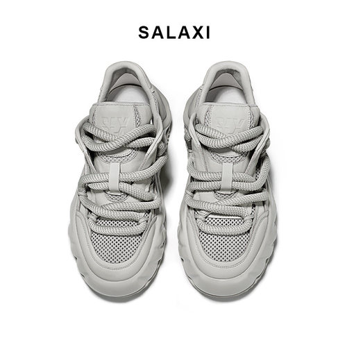 Salaxi/莎莱茜男鞋夏季新款网面透气休闲板鞋男厚底增高运动鞋女 - 图2