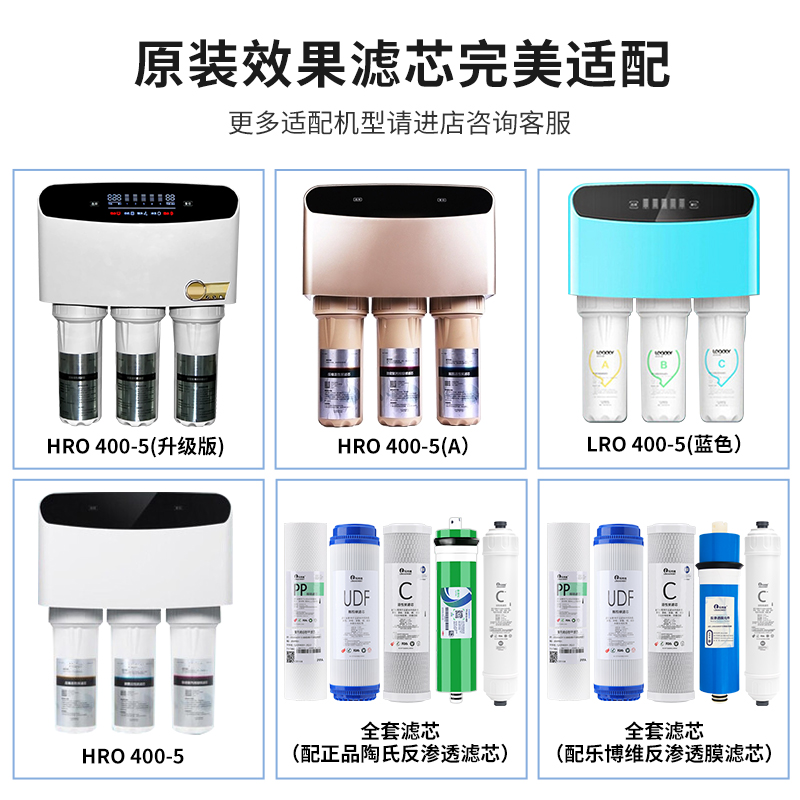 可配套海尔净水器机HRO400-5A/DA5/5H91/600全套RO膜LRO400-5滤芯 - 图0