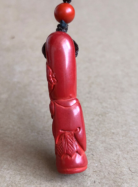 原矿朱砂财神爷守财吊坠男女招财赢钱佩戴寿星玉项链福寿挂件证书