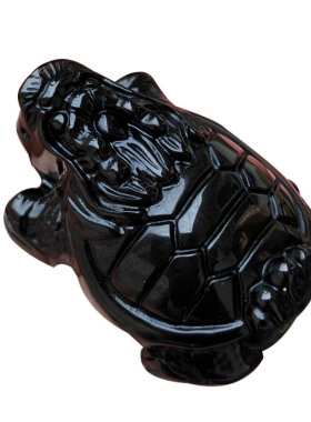 立体小龙龟吊坠天然黑曜石富甲天下小乌龟挂件男女项链送证书