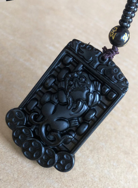 正宗黑曜石算盘貔貅吊坠男女情侣能打会算随身玉项链龙头牌子挂件