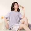 芬腾可安女睡衣纯棉短袖可外穿家居服套装