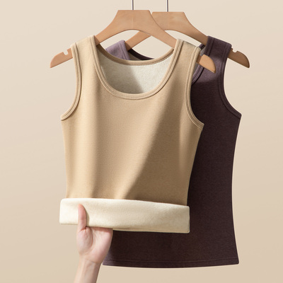 芬腾可安保暖背心女士冬季内穿一体羊羔绒马甲内衣打底衫加厚加绒