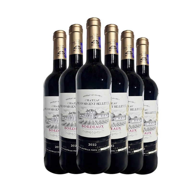 麦德龙红酒法国原装波尔多银麓谷干红葡萄酒6支整箱AOC金奖送礼