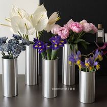 New flower barrel raised flowers Blossom Barrel Stainless Steel Hug Hug Buckets Flower Shop Floral Art Round Flower Arrangement Aluminum Barrel Vase Hem