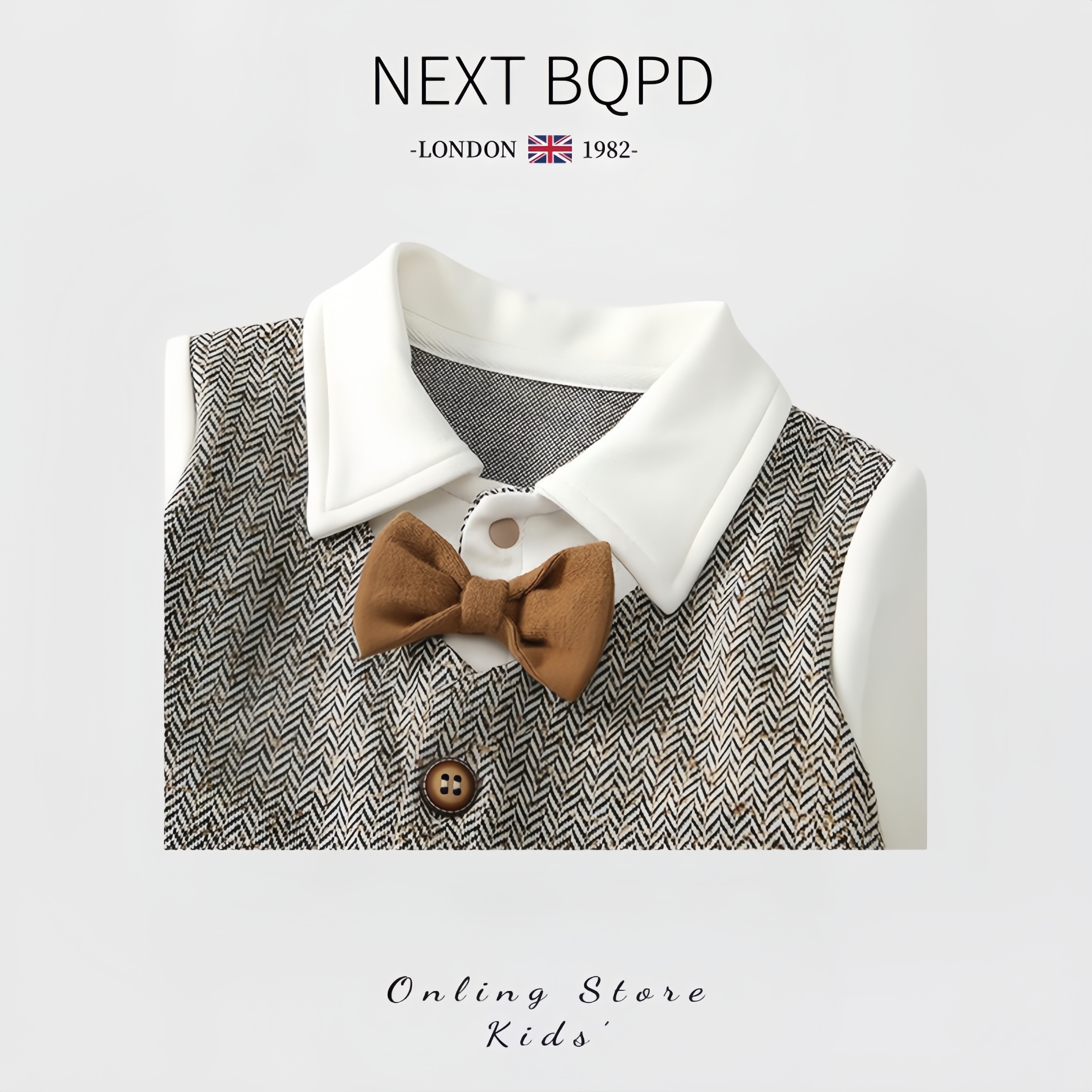 英国NEXTBQPD婴儿英伦绅士领结连体衣纯棉秋冬周岁宝宝礼服外出服 - 图2