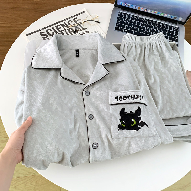 海岛绒睡衣男士秋冬季长袖青少年加大码保暖冬天卡通家居服套装,淘宝优惠券,粉丝福利购,淘宝优惠卷