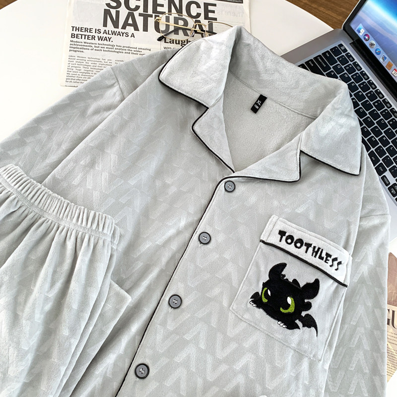 海岛绒睡衣男士秋冬季长袖青少年加大码保暖冬天卡通家居服套装,淘宝优惠券,粉丝福利购,淘宝优惠卷