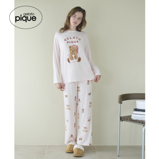 gelato pique25秋冬新品女睡衣长裤套装晚安小熊家居服PWCT254365