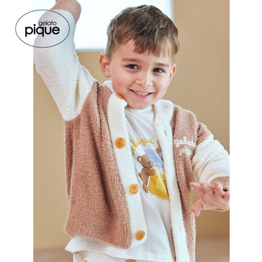 gelato pique25秋冬新品儿童睡衣半边绒蜂蜜小熊开衫PKNT254439