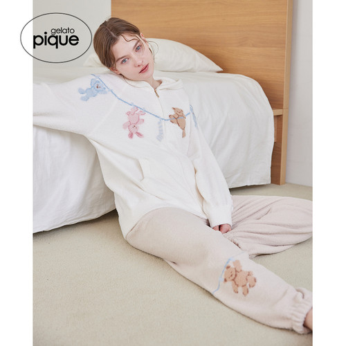 gelato pique26春夏新品女睡衣半边绒洗涤动物连帽开衫PWNT261118 - 图1