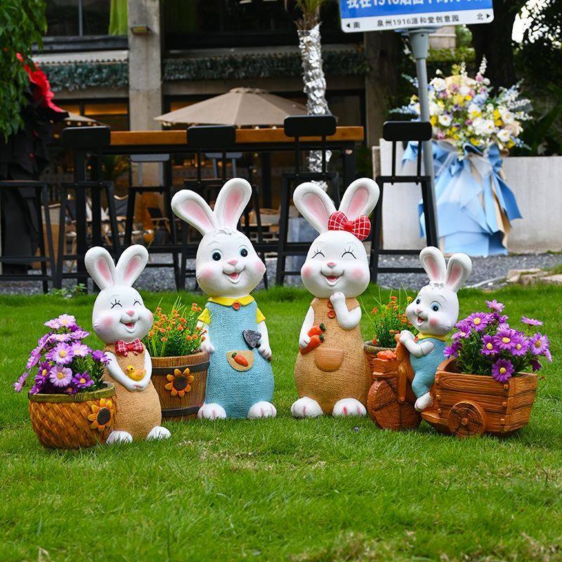 户外花园卡通雕塑兔子动物花缸花盆庭院装饰摆件阳台院子造景布置,淘宝优惠券,粉丝福利购,淘宝优惠卷