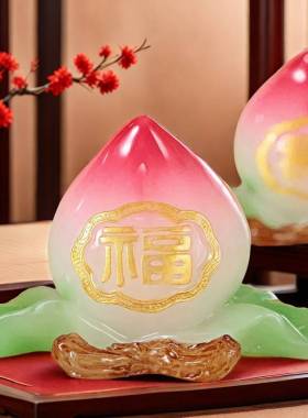 福寿双全寿桃摆件客厅电视柜装饰送老人长辈爷爷奶奶生日祝寿礼物
