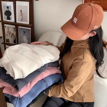 2023 new thickened ograin suede even cap zipped sweatshirt with a womans body shruff and warm coat autumn and winter clothing