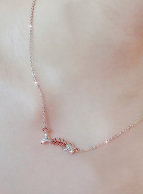 夏季天鹅款项链女简约玫瑰金色