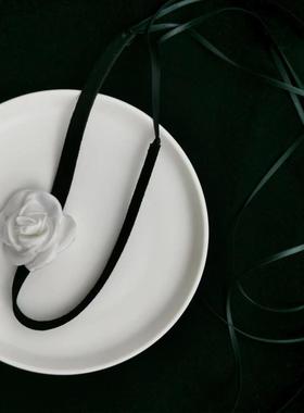 玫瑰花蕾丝项链系带女新款