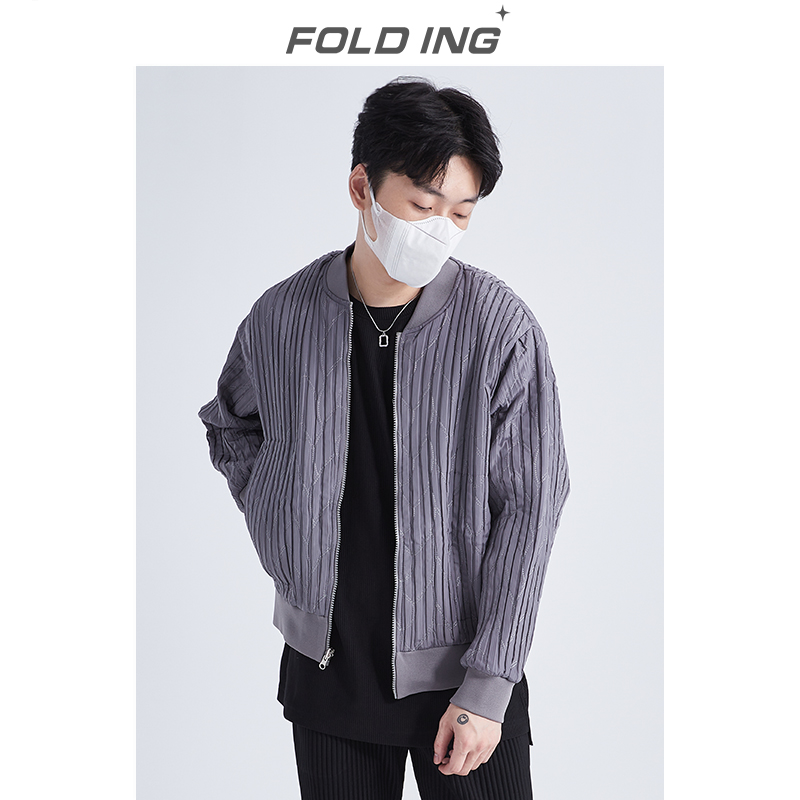 FOLDING日本宅一生HP003FC009褶皱短款棒球服男款冬季棉服外套